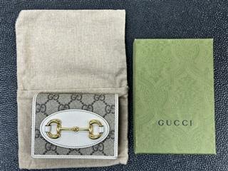 Gucci Women's Horsebit 1955 Card Leather Trimmed Card Case Wallet